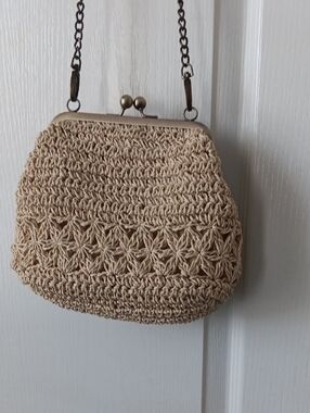 Woven Straw Crossbody Bag in Natural Beige